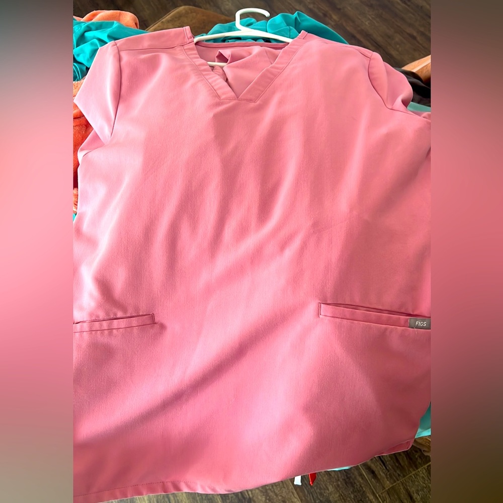 FIGS scrubs rose colored set